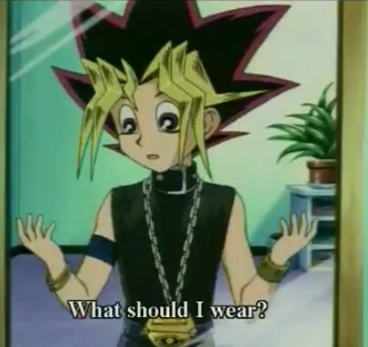  Since I'm wearing a black شرٹ, قمیض right now here is Yugi-boy from Yu-Gi-Oh with a black shirt!