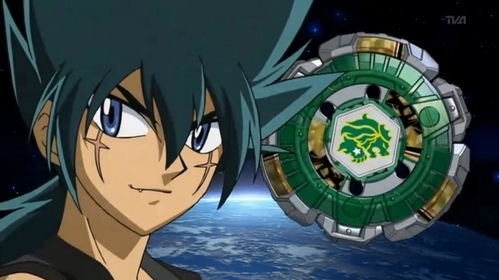 Kyoya from Beyblade Metal Fury has two star shaped scars under his eyes . 

This was the only character I could think of at the moment XD