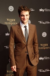 my gorgeous Robert in a brown suit at the Water for Elephants premiere in Berlin<3