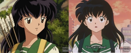  InuYasha's animé art has changed over time,here's an example with Kagome-chan in the later and earlier seasons of the series!