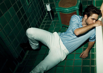  my sexy baby sitting on a tiled bathroom floor for a magazine photoshoot<3