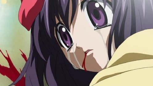  A couple in Elfen Lied come to mind..this a close up of it though..it was much worse than this picture would indicate because like I a dit this picture is a close up of the reaction plus of than what happened to her..this is Kanae-chan's "passing" par the way..I thought it was really sad..