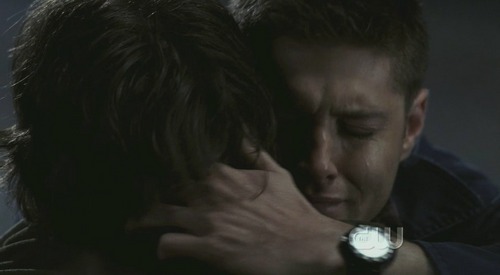  Dean Winchester holding his brother, Sam, who had been killed in Season 2 episode All Hell breaks lose part 1 from Supernatural. This scene always makes me cry. It's so sad.