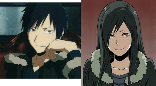 For a guy, I guess I like Izaya Orihara's hair best. (Black, straight, side-parted and a little spiky.) If there were a gender-bent version of Izaya, I would like her hair the best for a girl. (It's the kind of hairstyle that I prefer keeping on myself.) X3