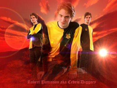  my gorgeous Robert as Cedric Diggory with a reddish background<3