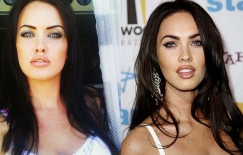 A Megan Fox look alike. In the left its a girl named Karen