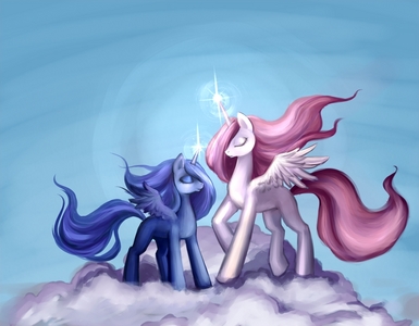  Celestia and Luna, without a doubt. Their visual Rekaan is simply awesome, they have excellent voice actors and arouse many soalan which keep poking the back of my head. All hail the true alicorn sisters! :)