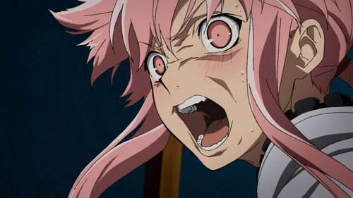  Yuno Gasai from Mirai Nikki is obsessed with Yukiteru, therefore turning her jealousy and protectiveness into violent and psychopathic tendencies! She's not a character I'd want to tumawid paths with, hahaha