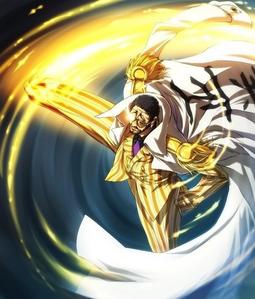 Admiral 'Kizaru' Borsalino, from One Piece. He's probably the fastest anime character ever, since, due to his power, he can assume the properties of light. In other words, when he chooses to, he can move at the speed of light, which is 300,000 km/s. I think he basically pawns any other character known to anime-kind, since nothing can move faster than light - it is a well-known fact of physics.