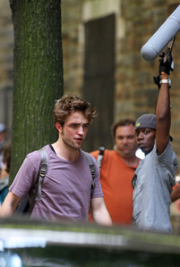  my baby on the set of Remember Me in a purple shirt<3