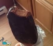 Chocolate icecream dipped in melted chocolate bar!!!!!