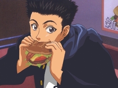 Takeshi Momoshiro from Prince of Tennis...It's strange that he won't get fat no matter how much hamburgers he eat...