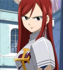  Erza Scarlet from Fairy Tail. She has scarlet hair and brown eyes.
