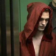  my red hot Robert wearing a red balabal in a scene from New Moon<3