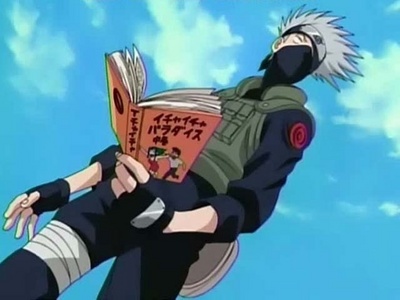 카카시 선생님 Hatake (Naruto Shippuden) his fav book is pervy sage's make out tatics....he always have that book in that bag pack....geeeez what a pervert.............he he hehe