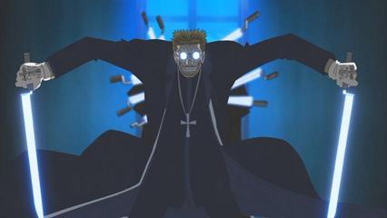 Father Alexander Anderson from Hellsing.  