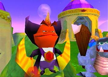  Possibly Ripto from Spyro 2. He's a classic "rawr, I'm evil, I have to conquer the worlds and rule over them! Because I'm EVIL! wahahahaaaaaah!" And that's why I Любовь him so much. :3