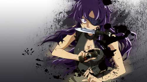 Uryuu Minene from Mirai Nikki (Future Diary)
She lived in a war torn country when she was a kid.
She likes bombs.....boom.