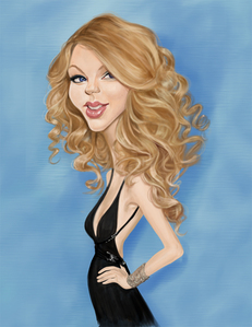 Taylor Swift caricature.:}