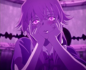  yuno gasai from mirai nikki is a psychopath if anda ask me, I know she's a yandere but considering her extreme case of it, I'd say at some points she really is just a psychopath.........