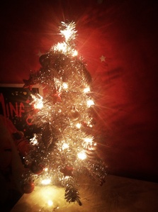 look at this shitty pic of my mini christmas tree i bought in october cuz im a bleeding faggot