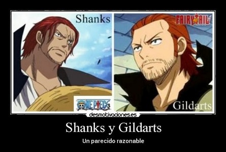  Shanks & Gildarts (One Piece & Fairy Tail) there is no need for me to describe bcz u can see the resemblance for yourselves .......he he he he