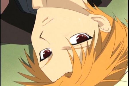  Kyo-kun has really nice dark red eyes thow 당신 can't tell in the pic..... they kind look like poop in the pic ._. He's from Fruits Basket :D