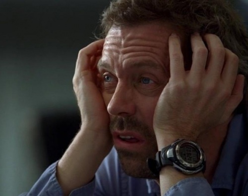  Hugh Laurie as House looking bored