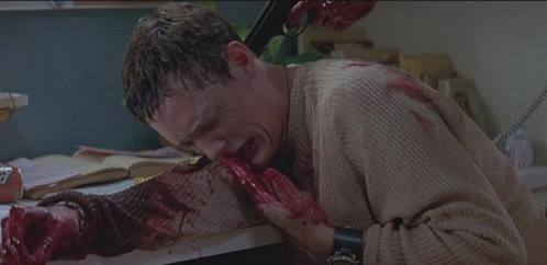  Matthew Lillard as Stu Macher covered in blood in Scream :)
