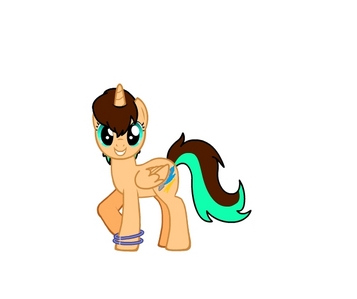 Here is me as a pony. I couldn't decide whether I was a Unicorn or a Pegasus, and it was driving me nuts, so I just made myself an Alicorn. My talent is writing fantasy, so my cutie mark is a quill with shooting stars around it. Also, the streaks in my hair represent my favorite color. :)