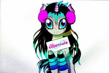  Name: Alternate Gender: Female Race: Unicorn Personality: Adventurous, creative, friendly, a bit self centered, bipolar, confident Talents: She attended magic school ( not Princess Celestia`s) but she`s еще passionate in arts and music. She `s good with close combat. Weaknesses: being lost, bugs