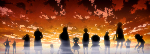  well, Mirai Nikki didn't have a happy ending, of a sad ending, it was meer of a cliff hanger :L