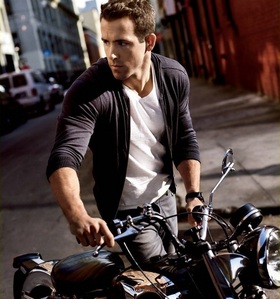  Ryan Reynolds with his motorcycle