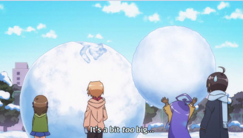  Tsumiki is unusually strong for her size (one holding the snowball)