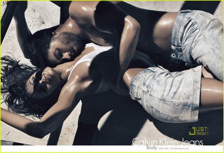  Jamie and Eva Mendes both striking a sexy pose for a Calvin Klein ad<3