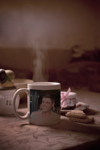  My cup of hot চকোলেট with Matthew on the mug <3333333
