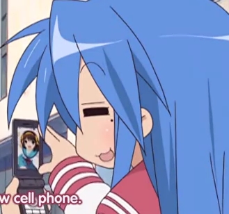  All righty then! here is Kona-chan from Lucky bintang with her Cell Phone!