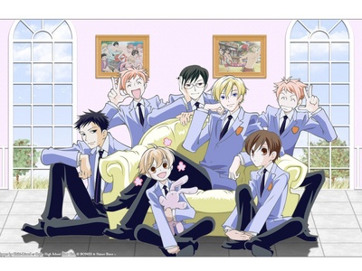  How about this one? The Ouran High School Host Club with two picture frames behind them