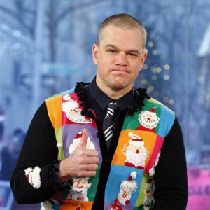 since someone else posted my first pic choice,here's Matt Damon wearing an ugly Christmas sweater<3