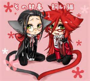  meow meow kitty mew mew! *cat pose* Grell...just because u turn into a cat does NOT mean Sebastian will cuddle u... he HAS 2, meow meow! i'm a kitty 2 DIE for! ur a somethin' alright...