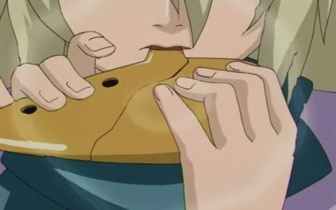  Menma playing his Ocarina... I got very exited when I saw an ocarina in Naruto, being a pretty big Zelda fan. :P