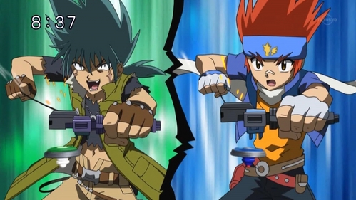 Kyoya Tategami (left)  and Gingka Hagane (right) from Beyblade Metal saga. (sorry if I keep using the same show over and over)
