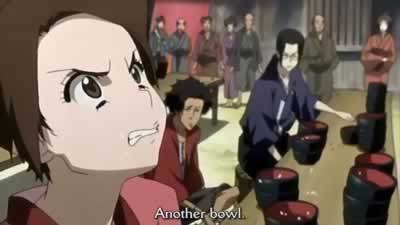  Fuu, Mugen and Jin (Samurai Champloo) in an eating competition.