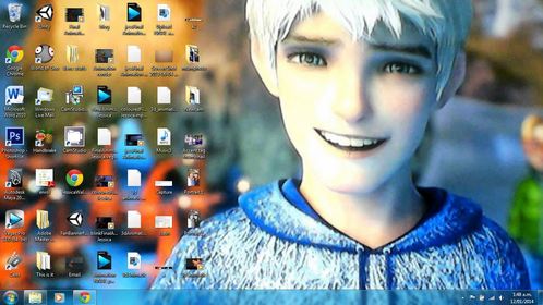  Mine says... 1. I have a bit of uni work that I stuck on the desktop and haven't bothered to sort into my uni folder... 2. I have an obsession with Jack Frost right now ._. Hence why his face is there and I changed my task bar colour to light blue ;P It's gotta match after all! My desktop is normally a K-POP pic with a light purple taskbar :) 3. I do a lot of アニメーション work and I need to 削除 some of the older stuff. 4. I work in Sony Vegas a lot (video editing) 5. Looking at the time (1:50am) I should be freakin' asleep right now! 6. I 愛 the game World of Goo, hence the shortcut ;P 7. just 全体, 全体的です cluttered. Trust me, last week there were アイコン covering the entire desktop...sad how true that is xP But that's only my desktop! My folders within my computer are extremelyyy organised. 8. That I hide all the illegal stuffs from the desktop ;P