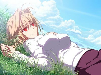 Arcueid, from Tsukihime, appeared in Carnival Phantasm.

Don't ask me if there's a Tsukihime Anime or you must suffer a vampire bite.