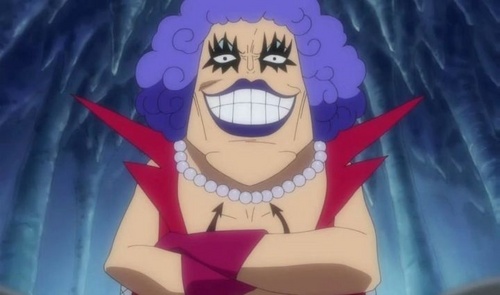  Emporio Ivankov from One Piece. He uses hormones to change himself and others into the opposite gender.