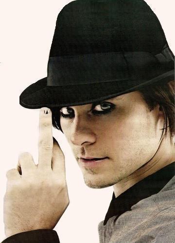  Jared wearing a hat and giving the middle finger<3