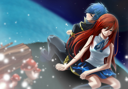  Here's a picture of one of my お気に入り Fairy Tail couples, Jellal X Erza.