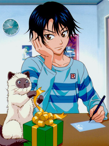  Ryoma Echizen with his Himalayan cat Karupin in Prince of tênis
