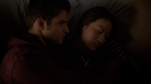 Scott (Tyler Posey) and Kira (Arden Cho) Cuddling for the first time on teen wolf

My BBYS